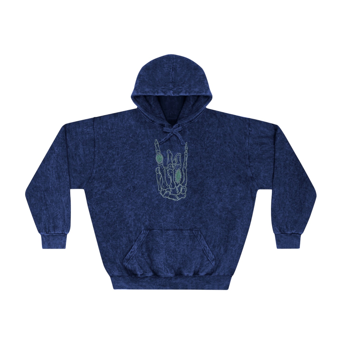 Turquoise Skeleton Mineral Wash Hoodie