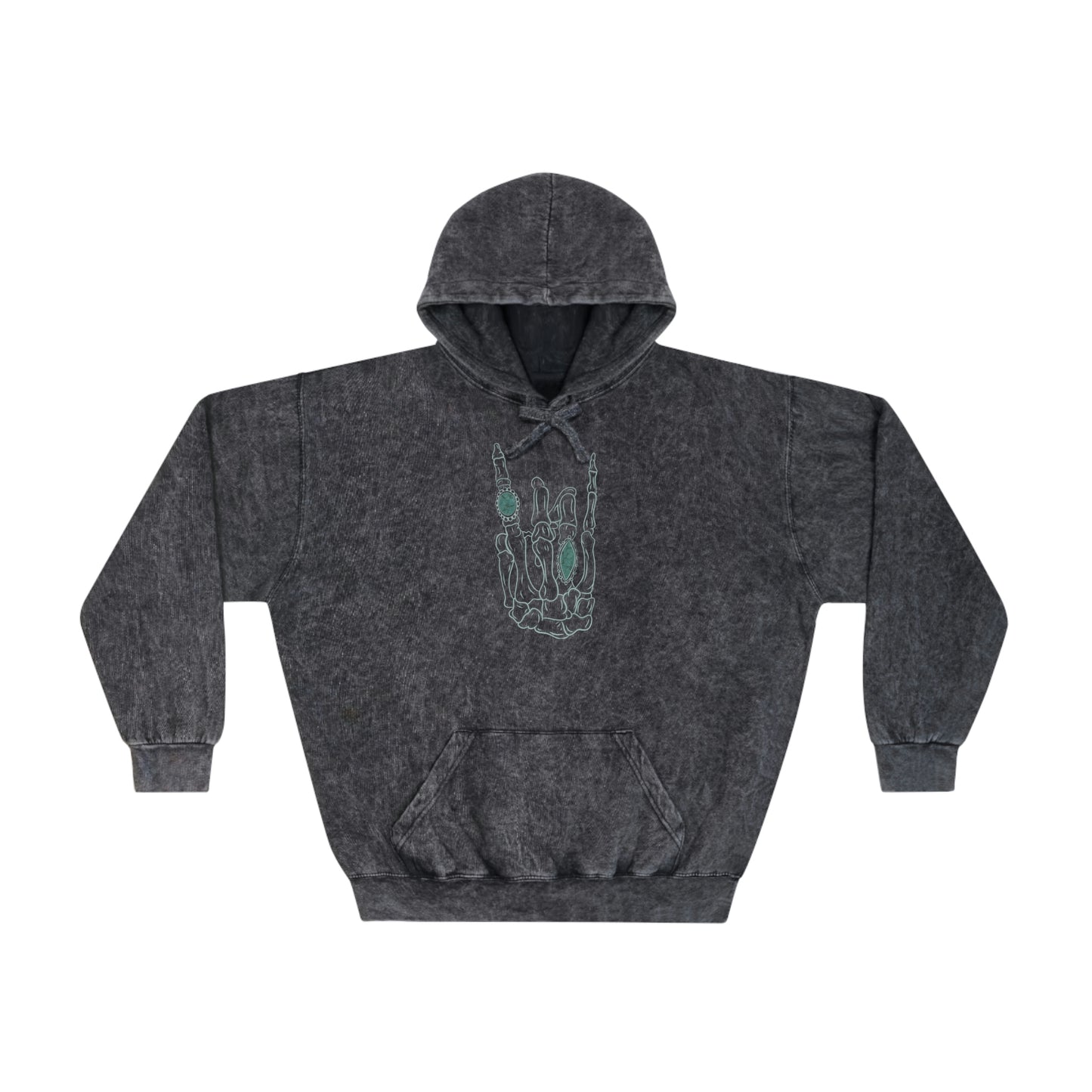 Turquoise Skeleton Mineral Wash Hoodie