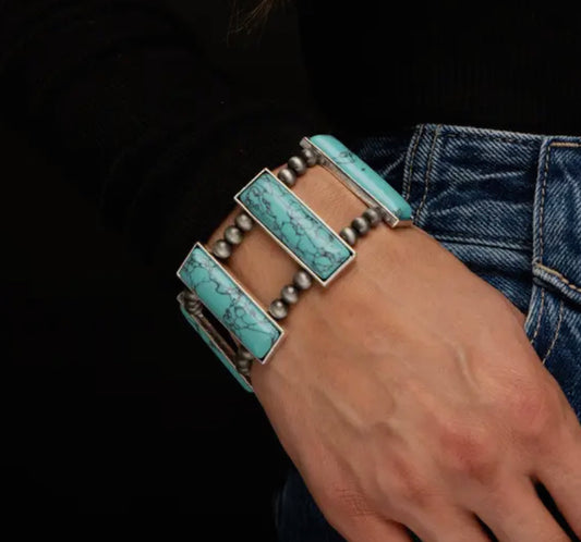 Turquoise Bar Stretch Bracelet