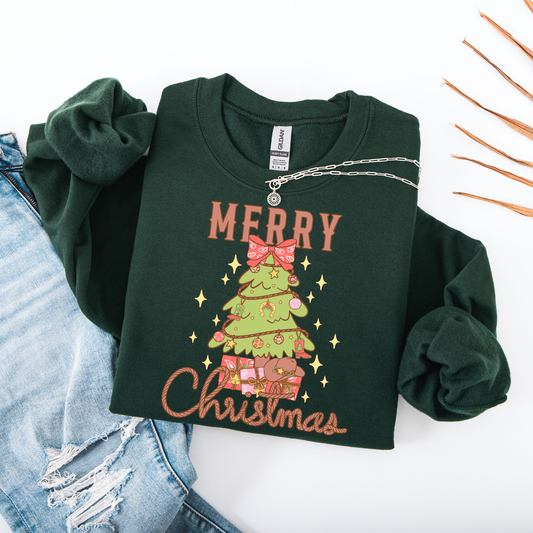 Cowboy Christmas Tree Crewneck