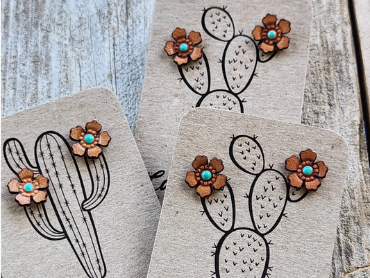 Leather Flower Studs