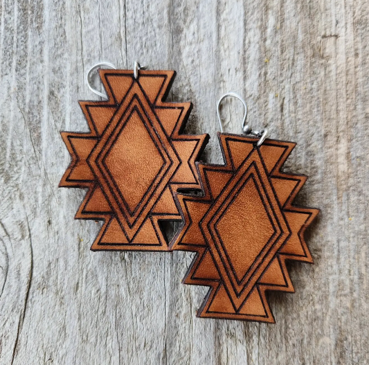 "Aponi" Handmade Tooled Leather Earrings