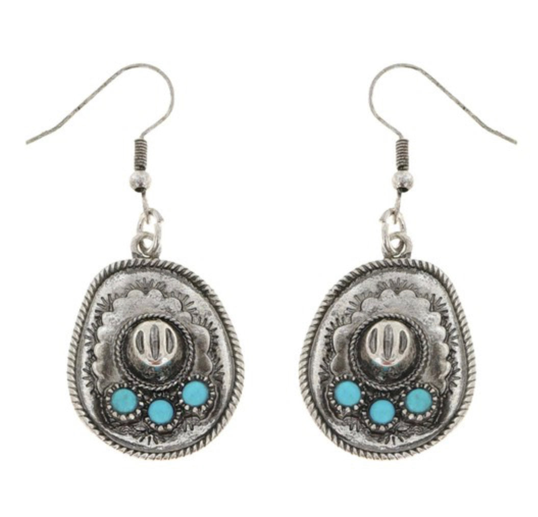 Turquoise Cowboy Hat Earrings