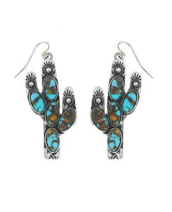 Cactus Turquoise Hook Earrings