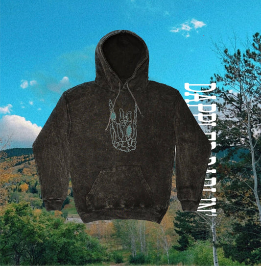 Turquoise Skeleton Mineral Wash Hoodie